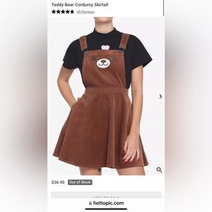 Hot Topic Teddy Bear Corduroy Skirtall